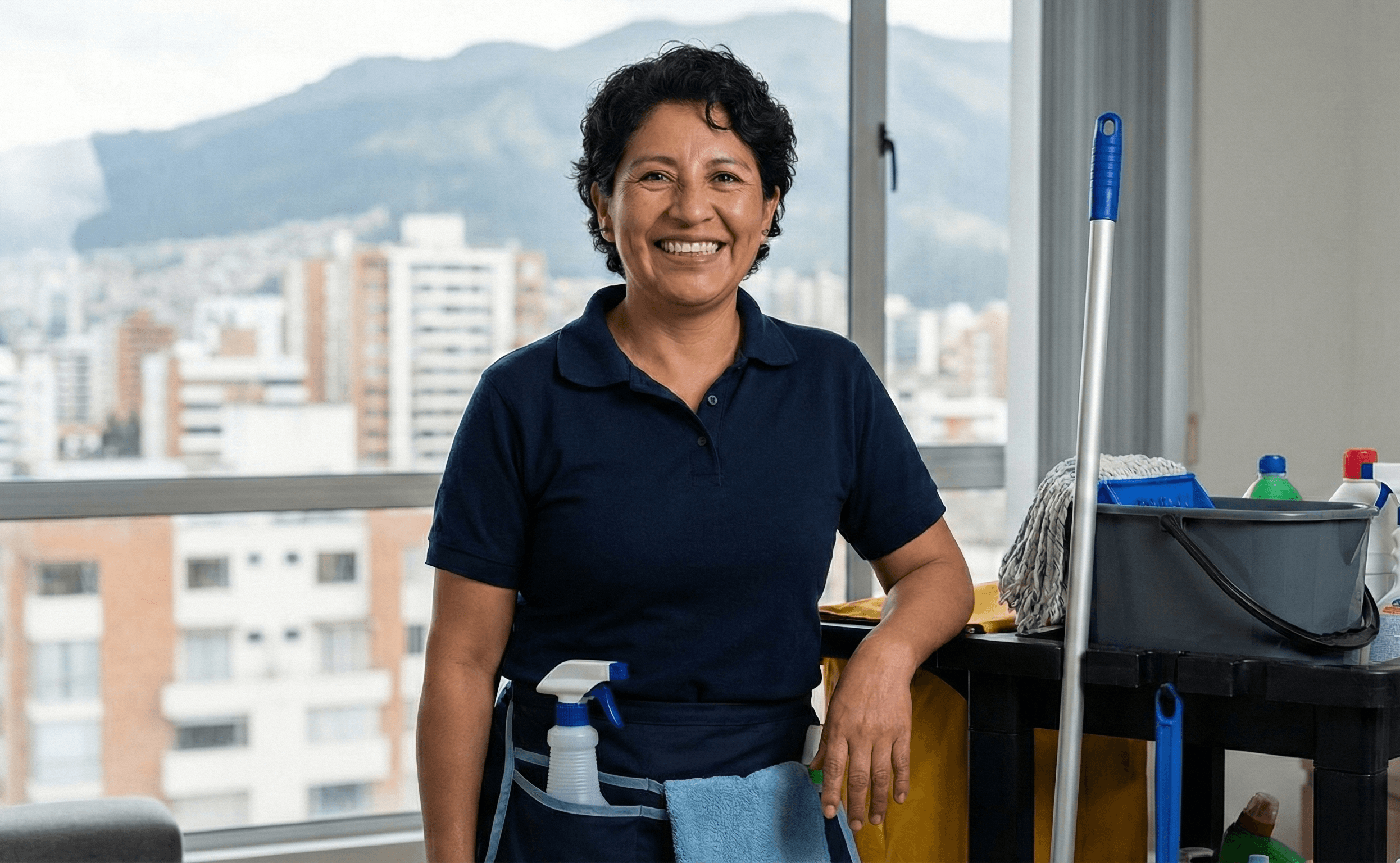 Smiling professional cleaner